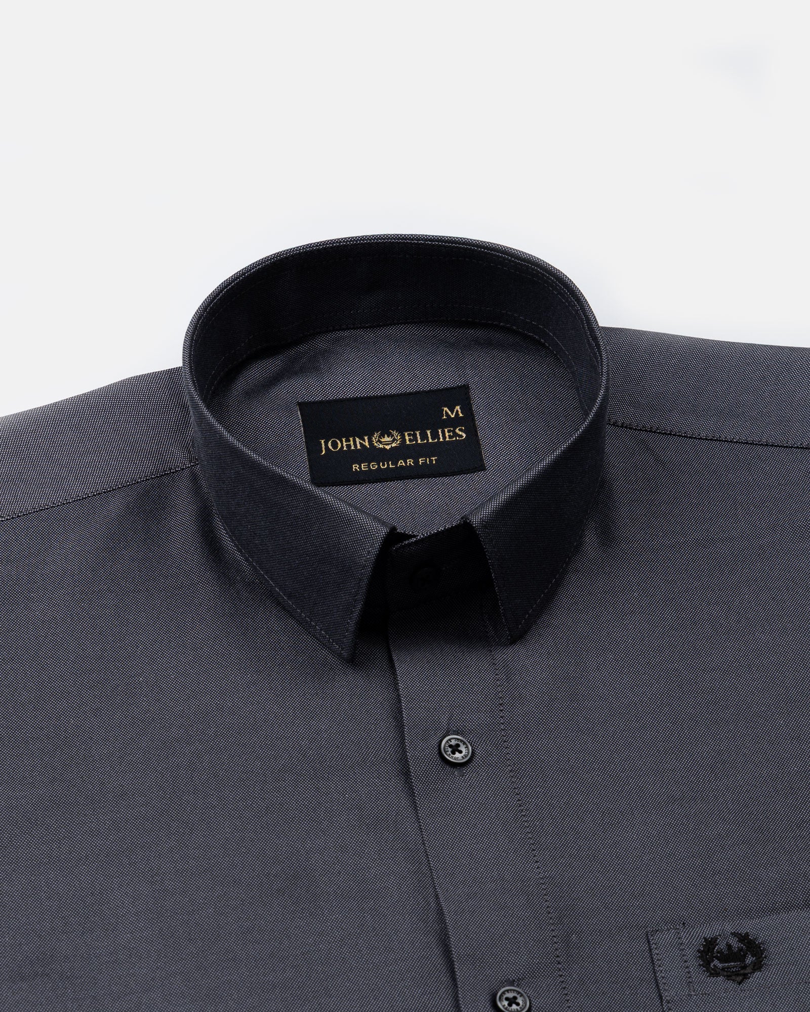 Paxrul Black Plain Oxford Cotton Shirt - John Ellies