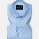 Haston Sky Blue Micro Check Oxford Cotton Shirt - John Ellies