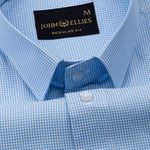 Haston Sky Blue Micro Check Oxford Cotton Shirt - John Ellies