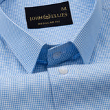 Haston Sky Blue Micro Check Oxford Cotton Shirt - John Ellies