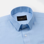 Haston Sky Blue Micro Check Oxford Cotton Shirt - John Ellies