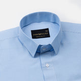 Haston Sky Blue Micro Check Oxford Cotton Shirt - John Ellies