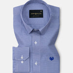 Haston Navy Blue Micro Check Oxford Cotton Shirt - John Ellies