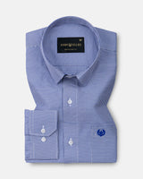 Haston Navy Blue Micro Check Oxford Cotton Shirt