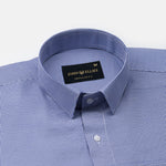 Haston Navy Blue Micro Check Oxford Cotton Shirt - John Ellies