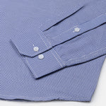 Haston Navy Blue Micro Check Oxford Cotton Shirt - John Ellies