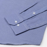 Haston Navy Blue Micro Check Oxford Cotton Shirt - John Ellies