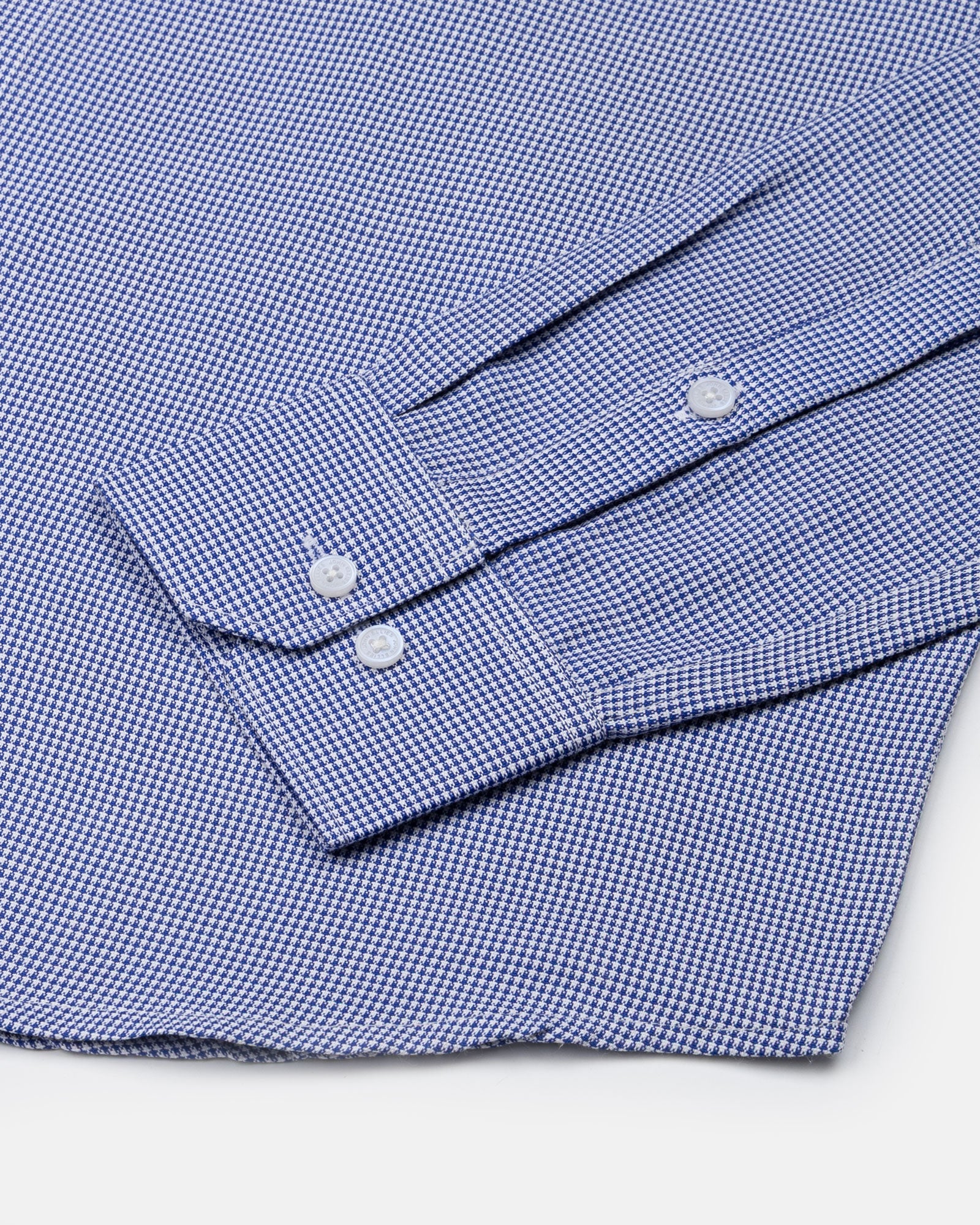 Haston Navy Blue Micro Check Oxford Cotton Shirt - John Ellies