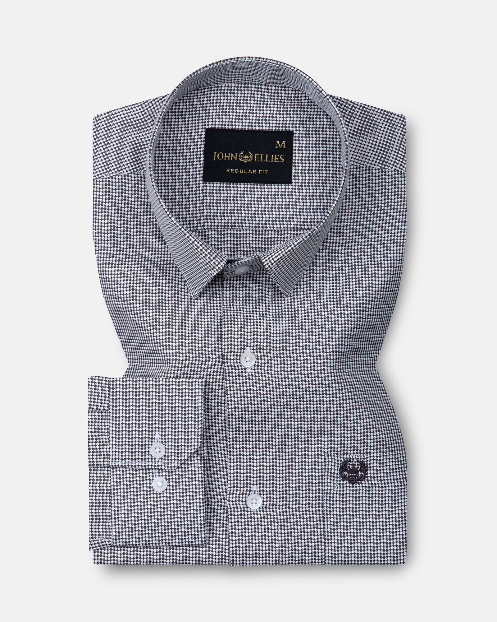 Haston Black Micro Check Oxford Cotton Shirt - John Ellies