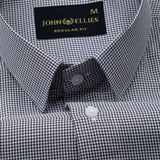 Haston Black Micro Check Oxford Cotton Shirt - John Ellies