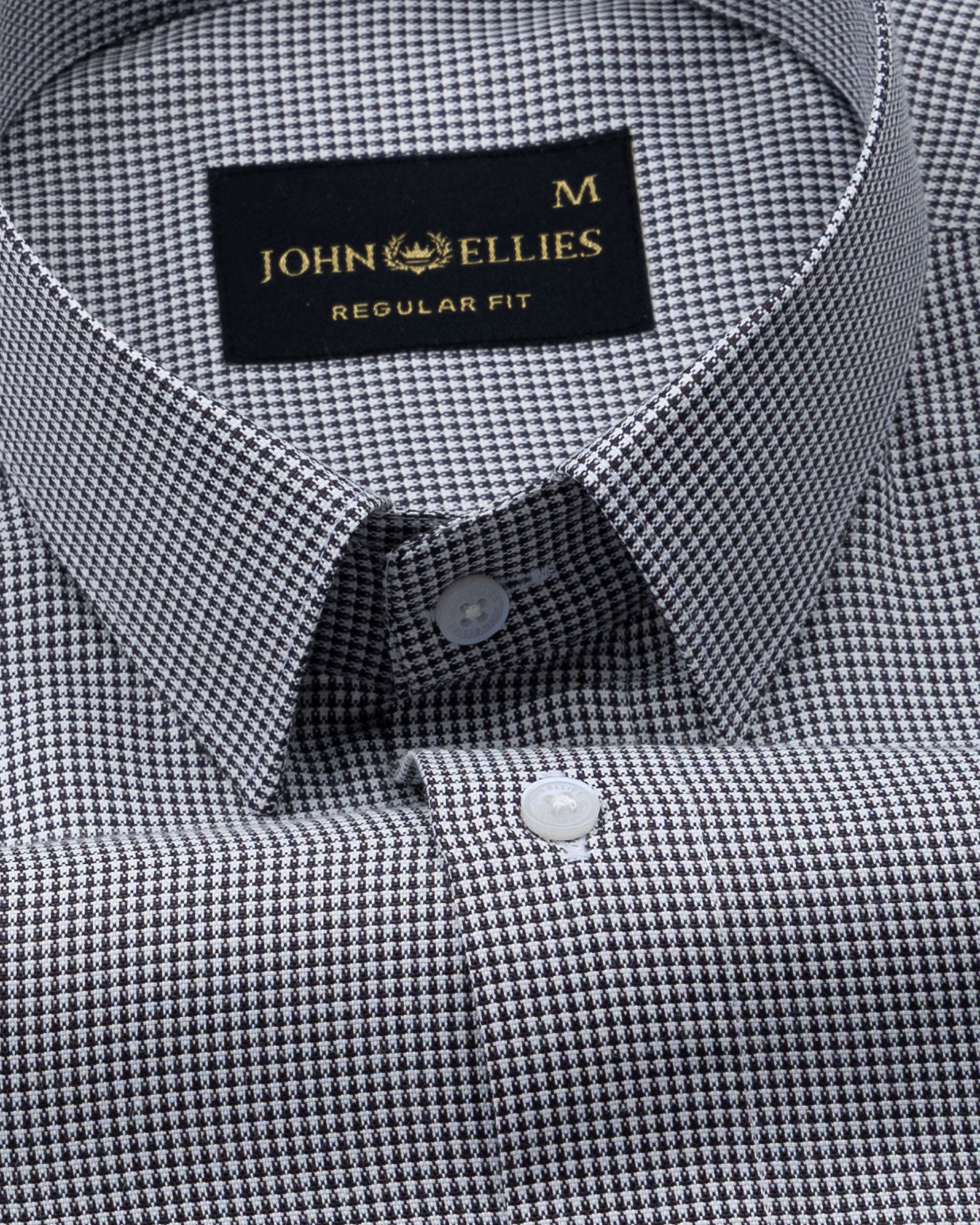 Haston Black Micro Check Oxford Cotton Shirt - John Ellies