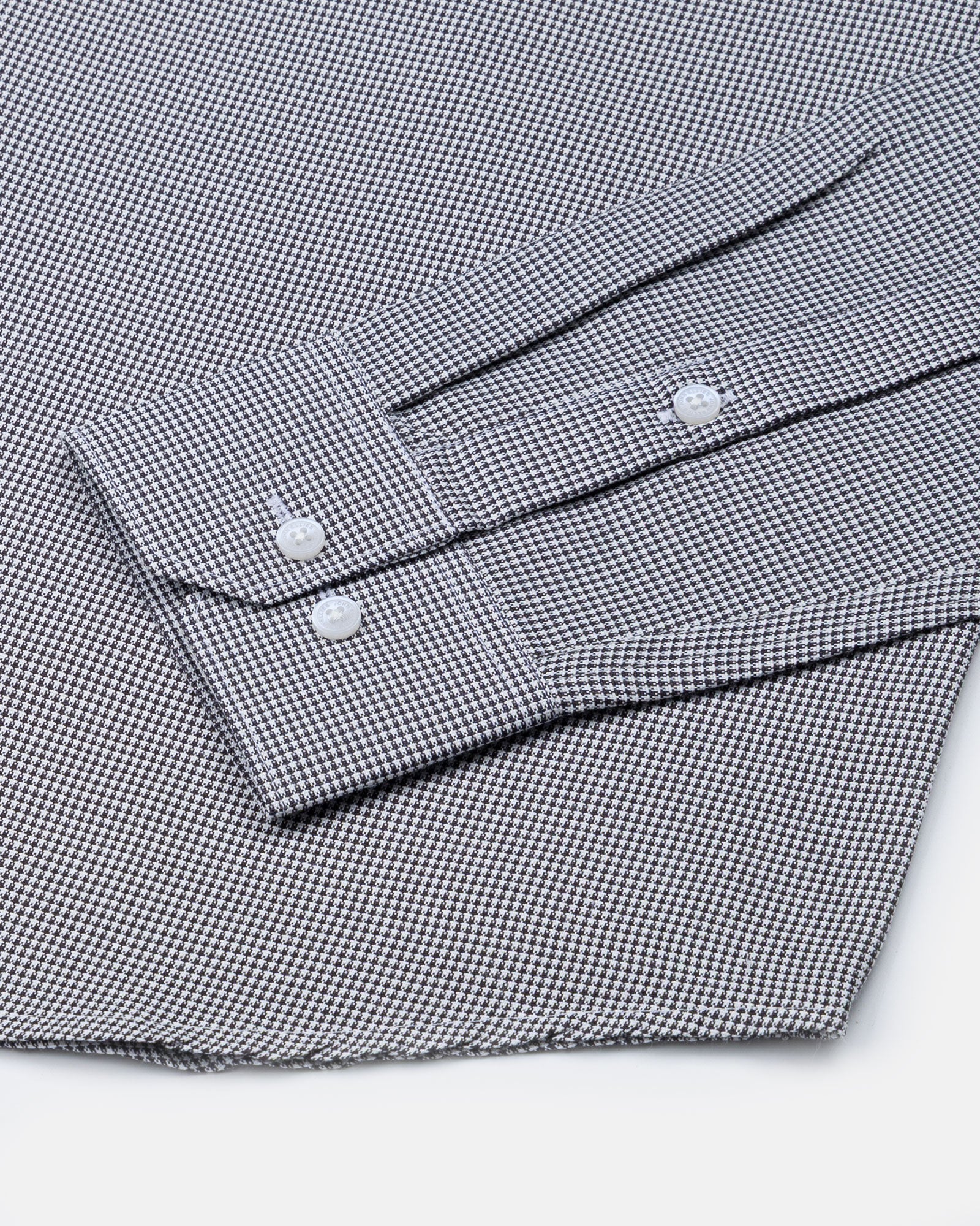 Haston Black Micro Check Oxford Cotton Shirt - John Ellies