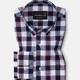 Everard Navy Blue Check Linen Shirt