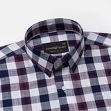 Everard Navy Blue Check Linen Shirt