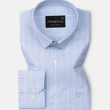 Gloris Sky Blue Stripes Oxford Cotton Shirt