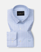 Gloris Sky Blue Stripes Oxford Cotton Shirt