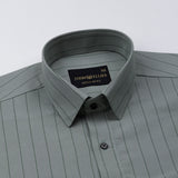 Gloris Dark Olive Stripes Oxford Cotton Shirt