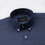 Topez Navy Blue Check Button Down Cotton Shirt