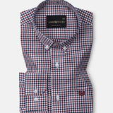 Topez Maroon Check Button Down Cotton Shirt - John Ellies