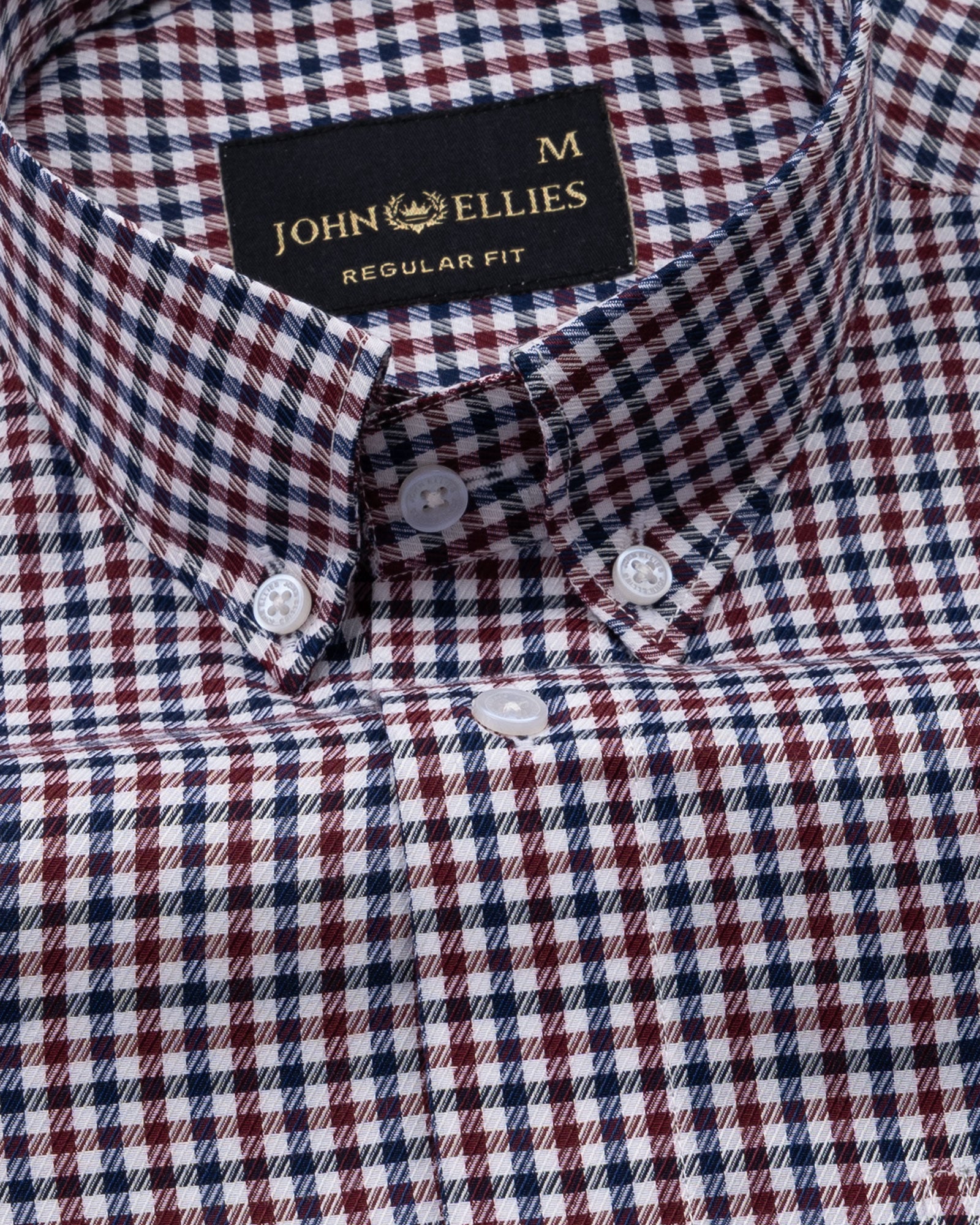 Topez Maroon Check Button Down Cotton Shirt - John Ellies