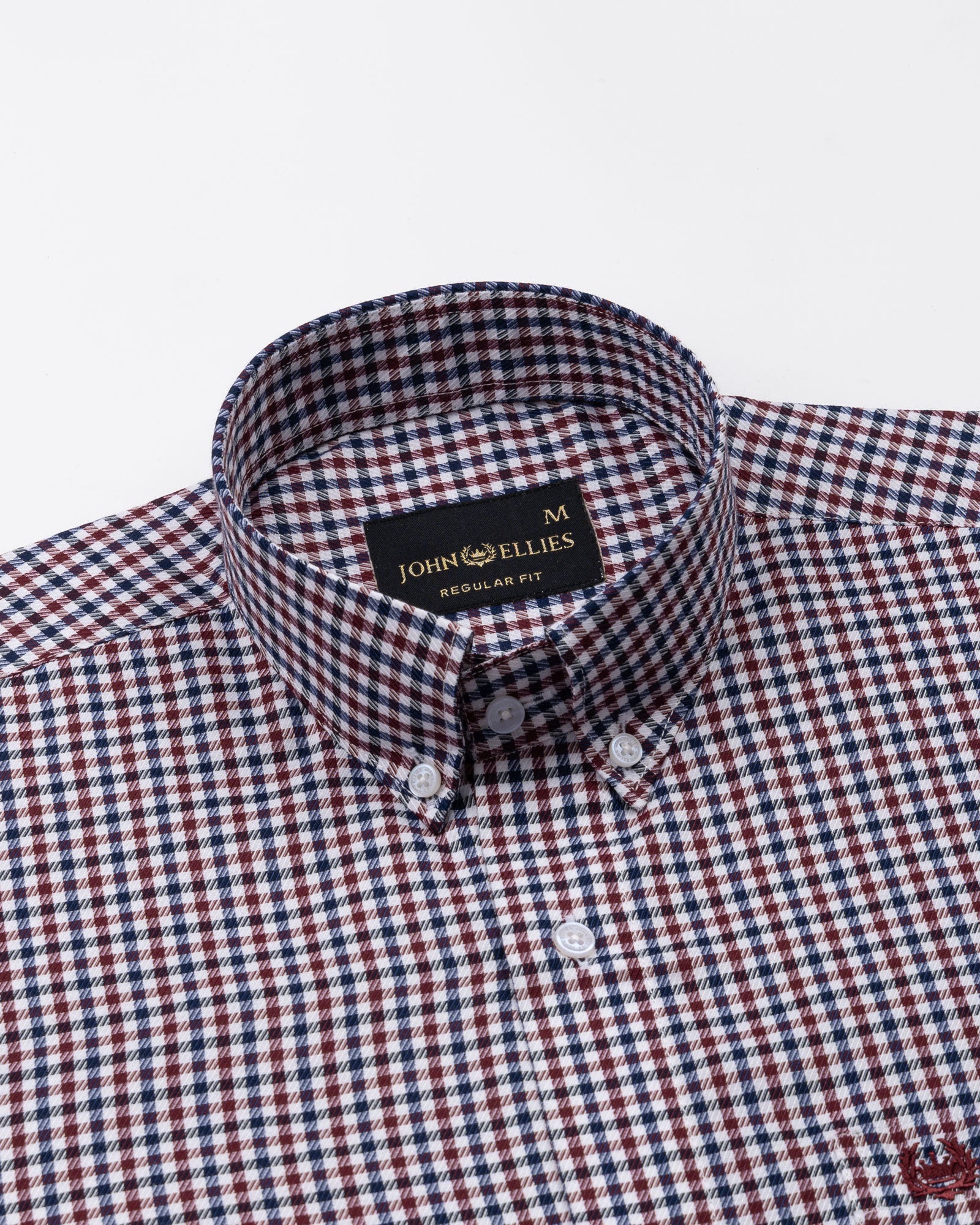 Topez Maroon Check Button Down Cotton Shirt - John Ellies