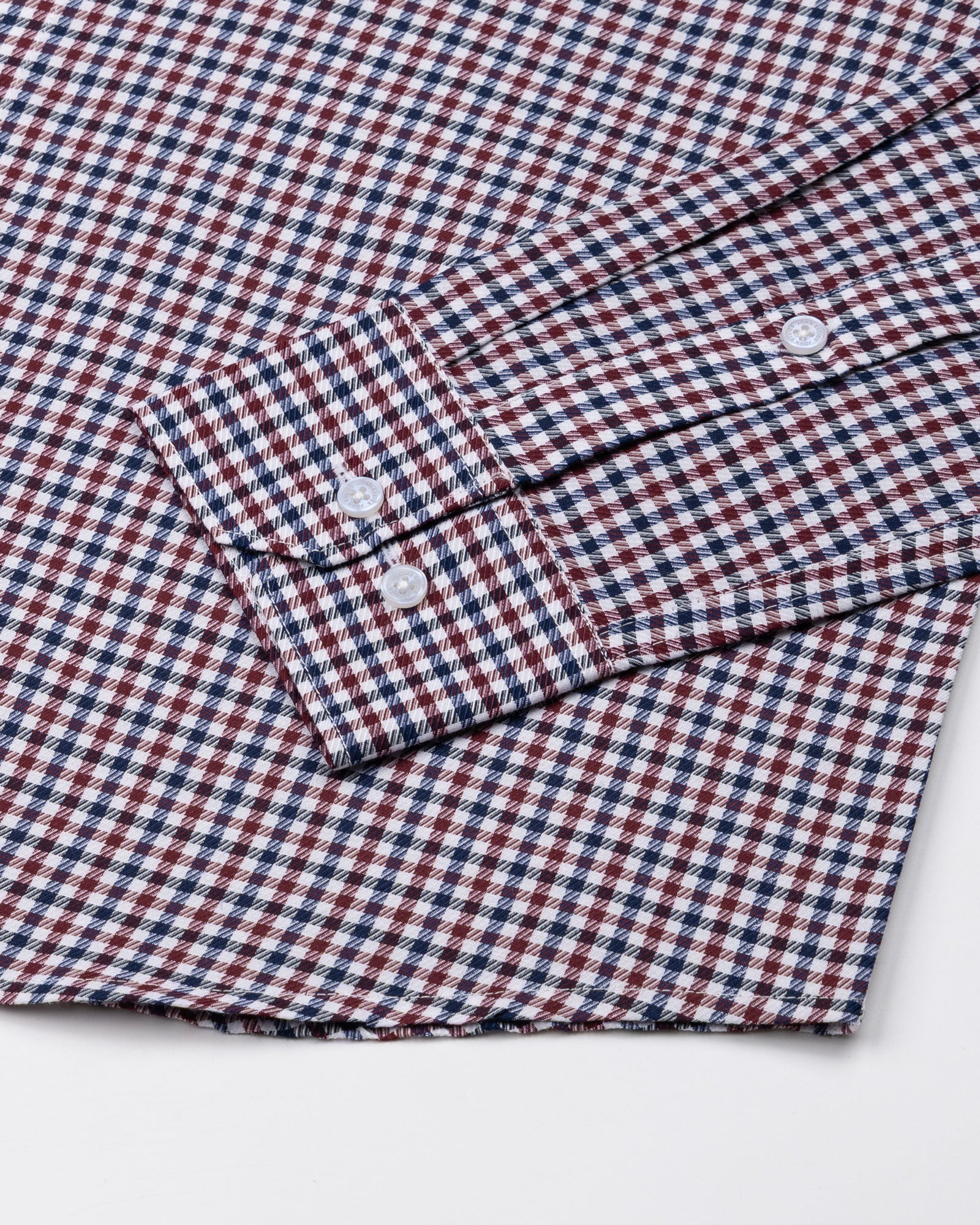Topez Maroon Check Button Down Cotton Shirt - John Ellies