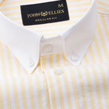 Rovice Yellow White Cuff Collar Oxford Cotton Stripes Shirt