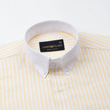 Rovice Yellow White Cuff Collar Oxford Cotton Stripes Shirt