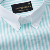 Rovice Lime White Cuff Collar Oxford Cotton Stripes Shirt