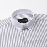 Rovice Silver White Cuff Collar Oxford Cotton Stripes Shirt