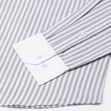 Rovice Silver White Cuff Collar Oxford Cotton Stripes Shirt