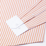 Rovice Orange White Cuff Collar Oxford Cotton Stripes Shirt