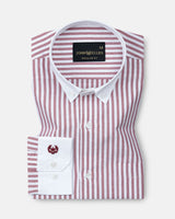 Rovice Maroon White Cuff Collar Oxford Cotton Stripes Shirt