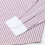 Rovice Maroon White Cuff Collar Oxford Cotton Stripes Shirt