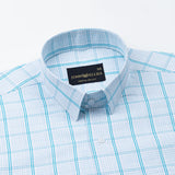 Cento Aqua Blue Check Cotton Shirt