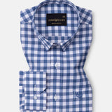 Cento Steel Blue Check Cotton Shirt