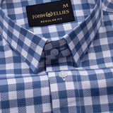 Cento Steel Blue Check Cotton Shirt