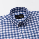 Cento Steel Blue Check Cotton Shirt