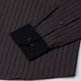 Bexlay Ash Brown Black Cuff Collar Oxford Stripes Shirt