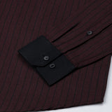 Bexlay Maroon Black Cuff Collar Oxford Stripes Shirt