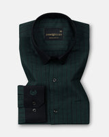 Bexlay Green Black Cuff Collar Oxford Stripes Shirt