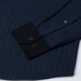 Bexlay Blue Black Cuff Collar Oxford Stripes Shirt