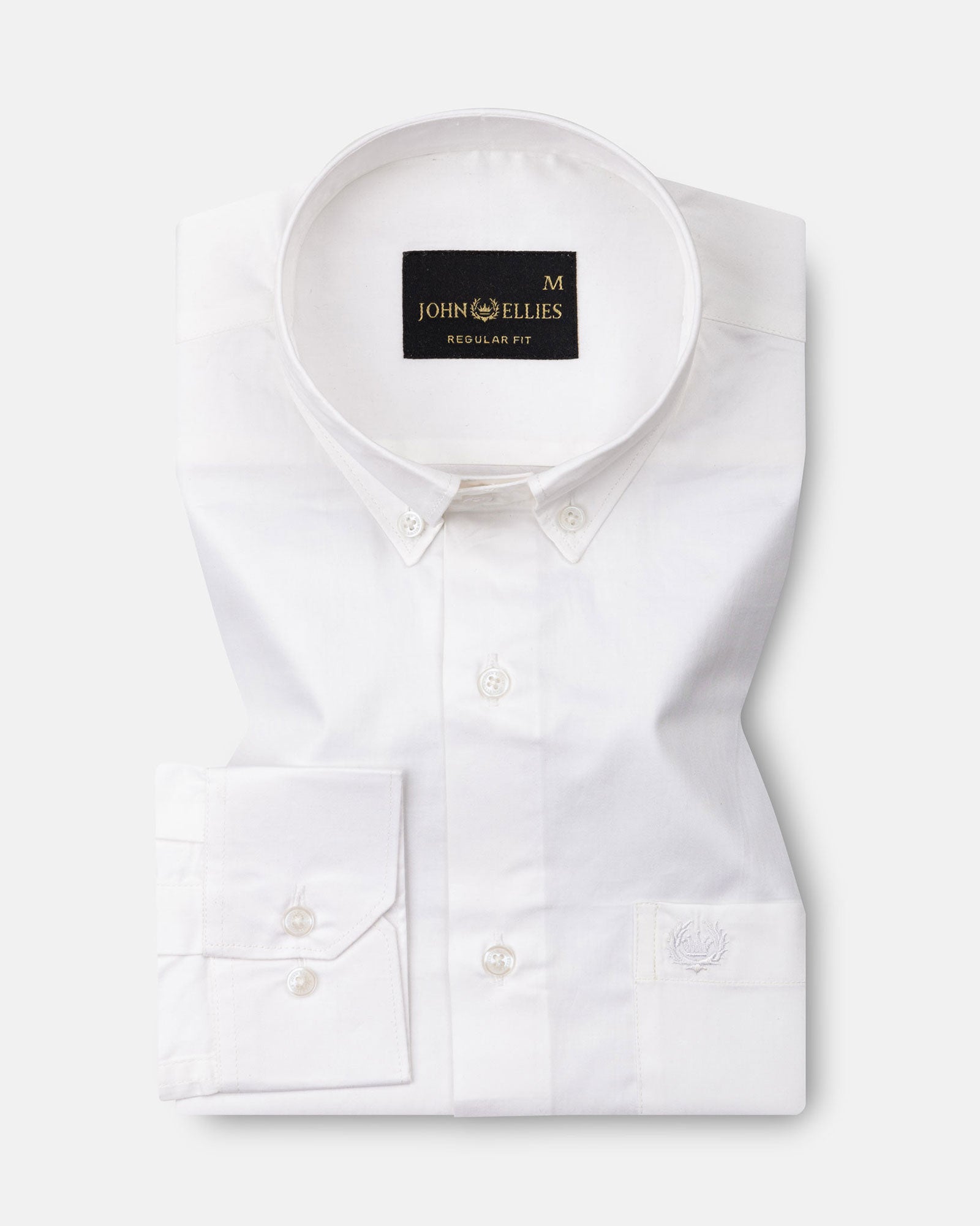 Dezore White Plain Button Down Cotton Shirt - John Ellies
