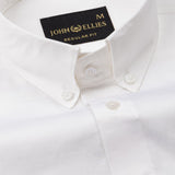 Dezore White Plain Button Down Cotton Shirt - John Ellies