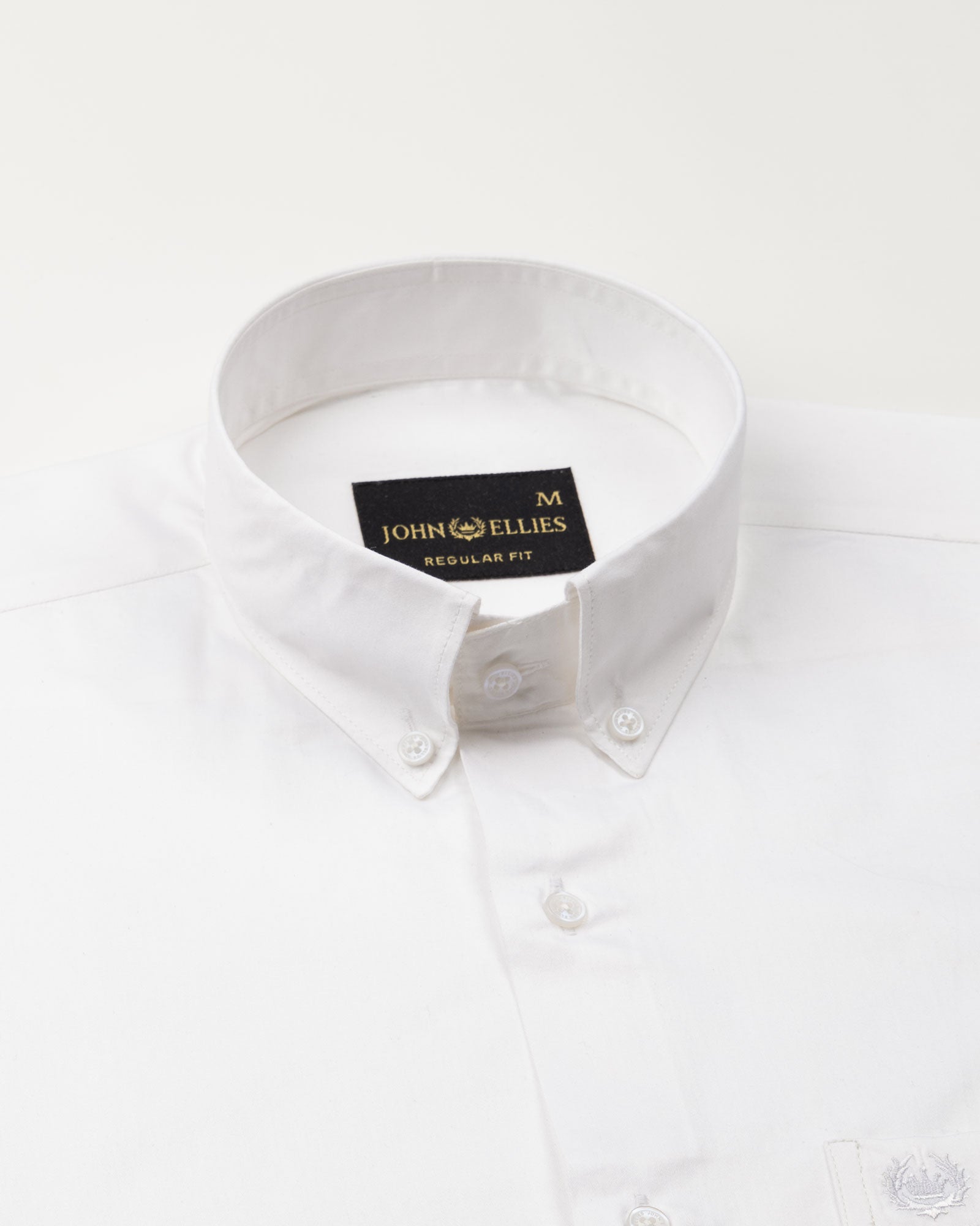 Dezore White Plain Button Down Cotton Shirt - John Ellies