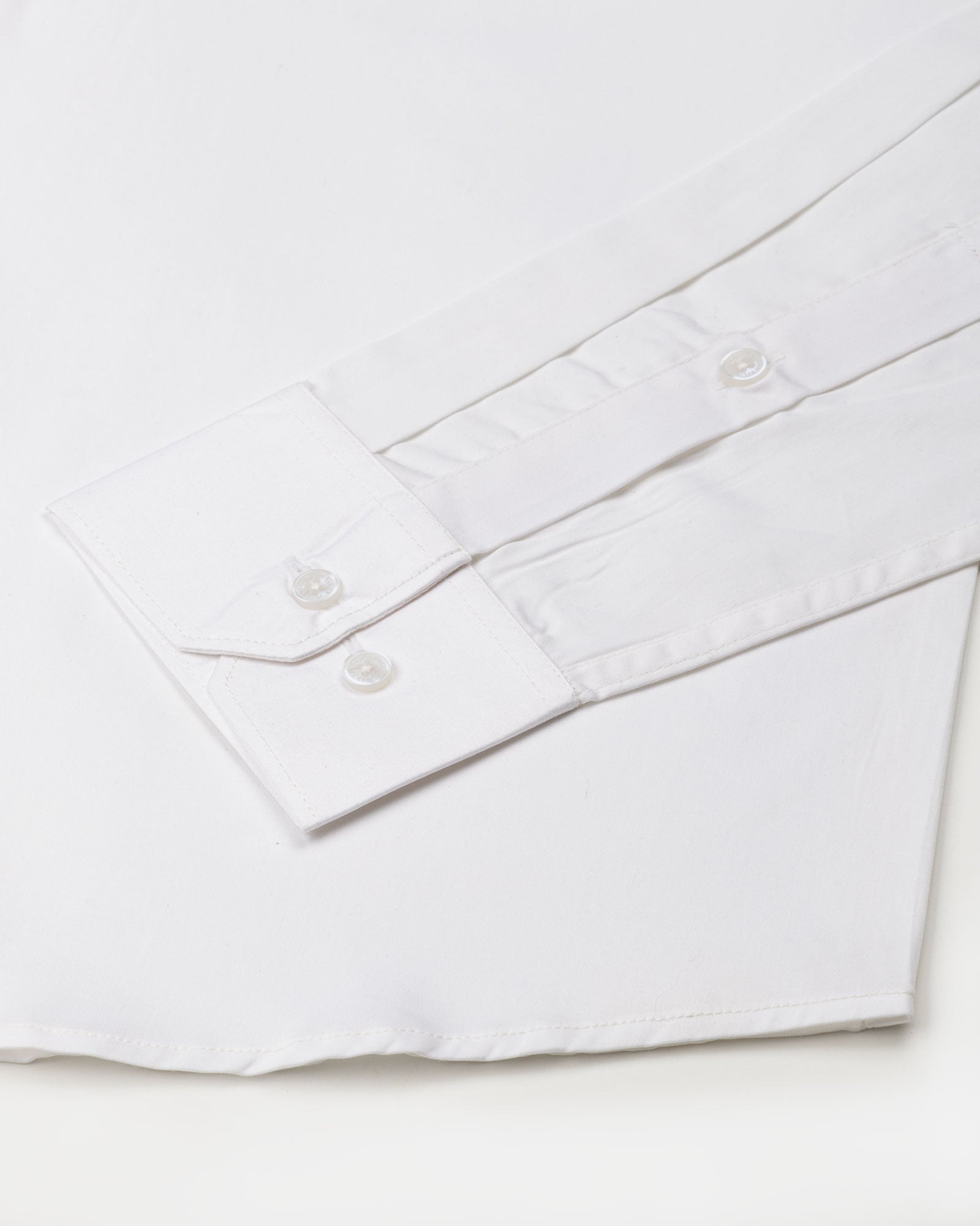 Dezore White Plain Button Down Cotton Shirt - John Ellies
