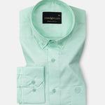 Dezore Mint Plain Button Down Cotton Shirt - John Ellies