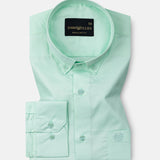Dezore Mint Plain Button Down Cotton Shirt - John Ellies
