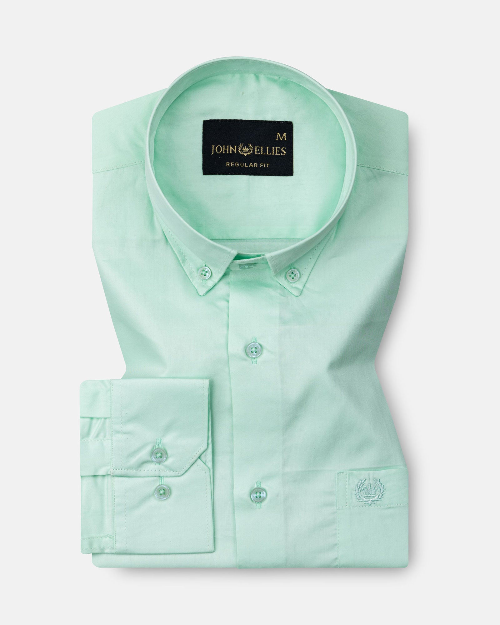 Dezore Mint Plain Button Down Cotton Shirt - John Ellies