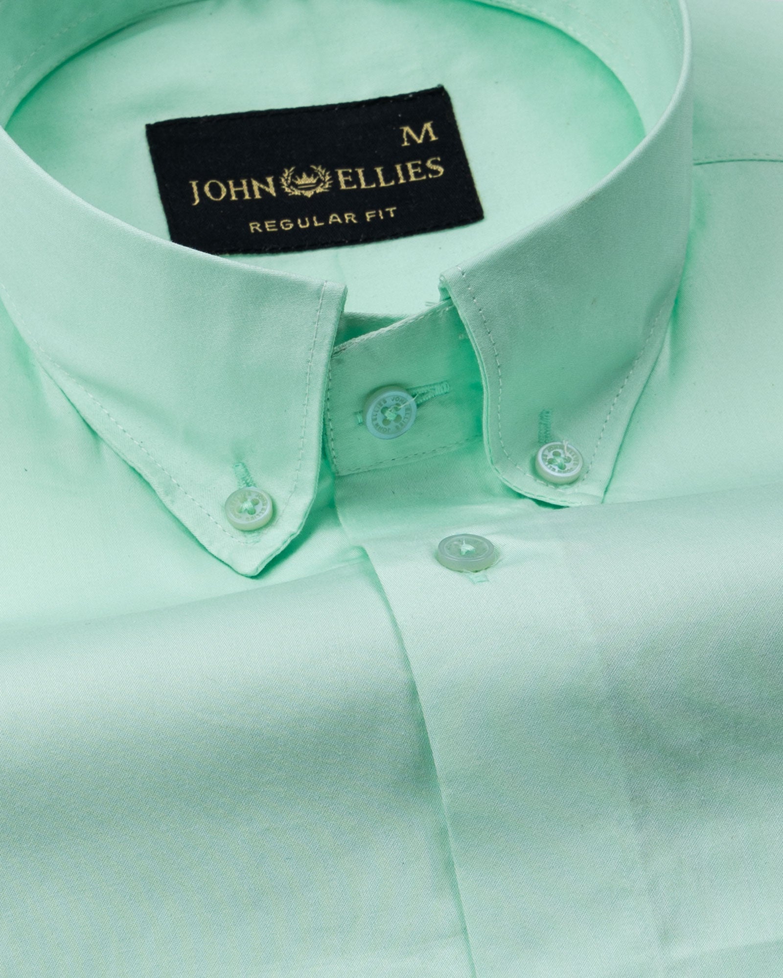 Dezore Mint Plain Button Down Cotton Shirt - John Ellies